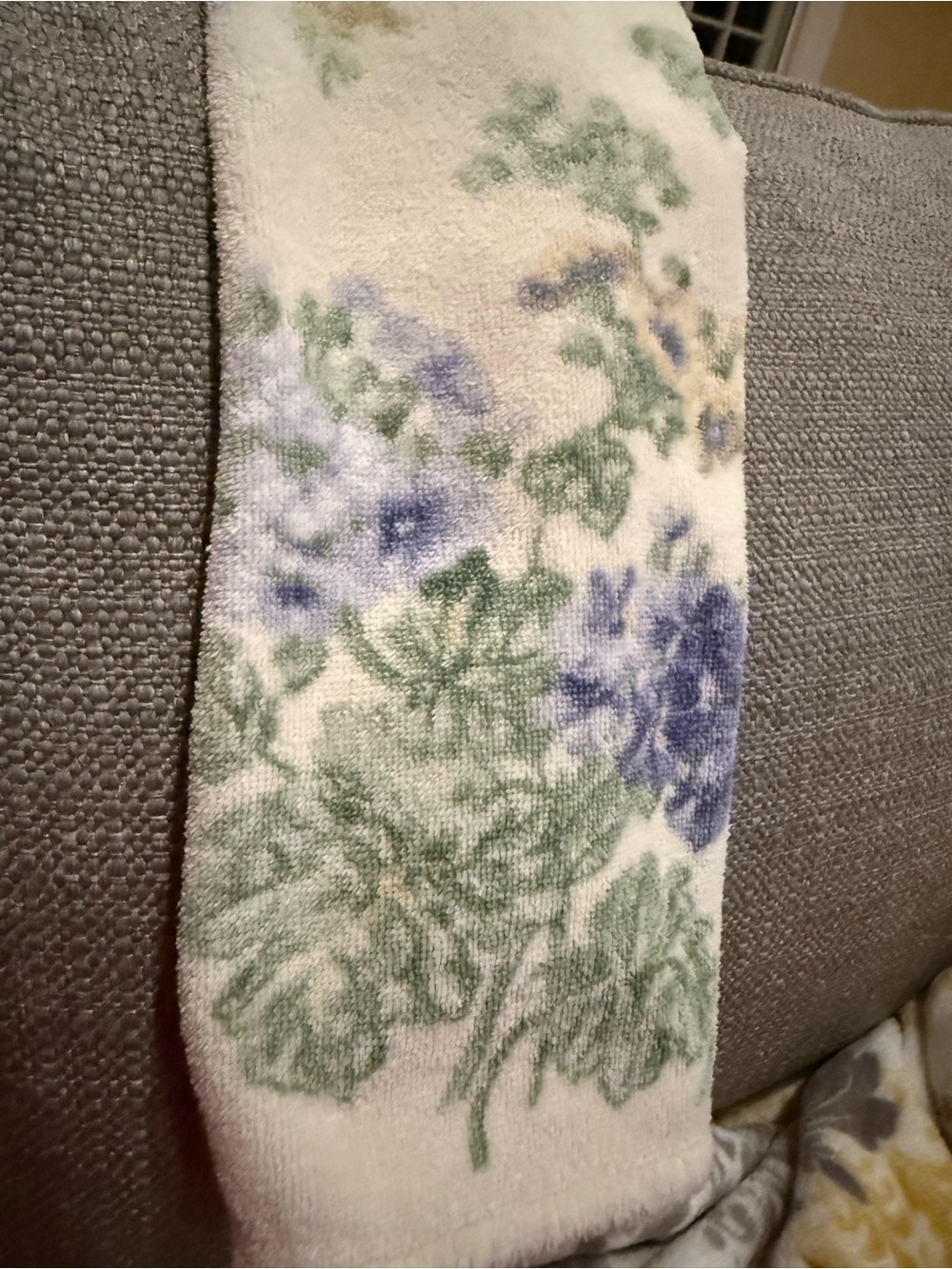 Laura Ashley Vintage Plush Hand Towel - Cream with Green & Purple